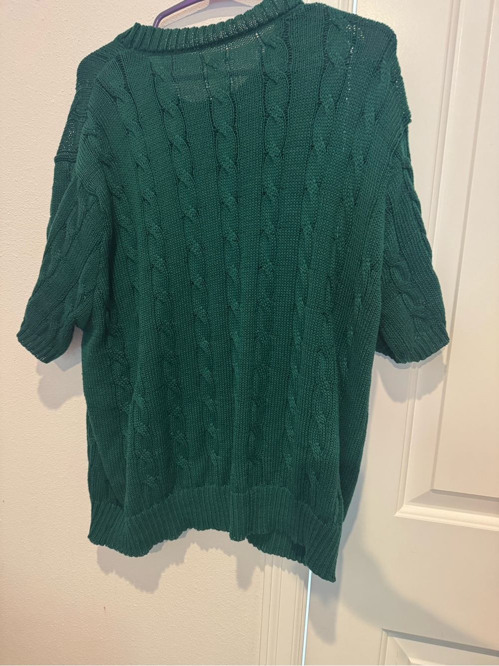 Emerald Green Cable Knit Short Sleeve Sweater Top XXL - Picture 3 of 5